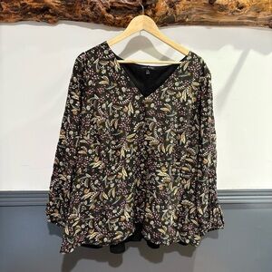 Lane Bryant Lined Floral Peplum Blouse Plus Size